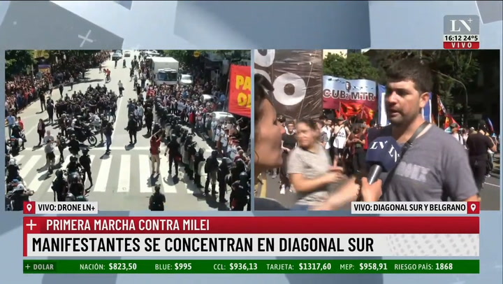 Manifestantes Avanzan Por Las Diagonales Nortes Y Sur