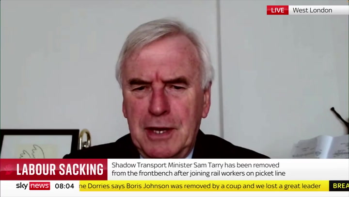 Keir Starmer sacking Sam Tarry was 'severe mistake', John McDonnell says