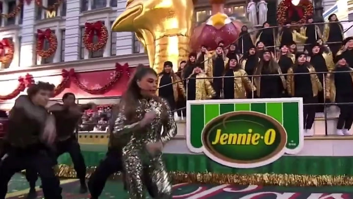 Paula Abdul performs at Macy's Thanksgiving Day Parade