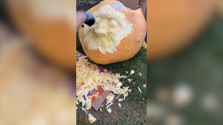Giant pumpkin carved to look like witch’s face resembles Boris Johnson
