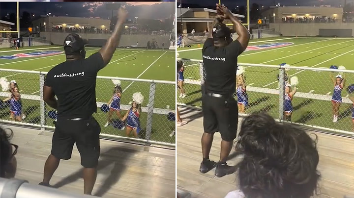 Dancing father copies daughter’s cheerleading routine in adorable viral clip