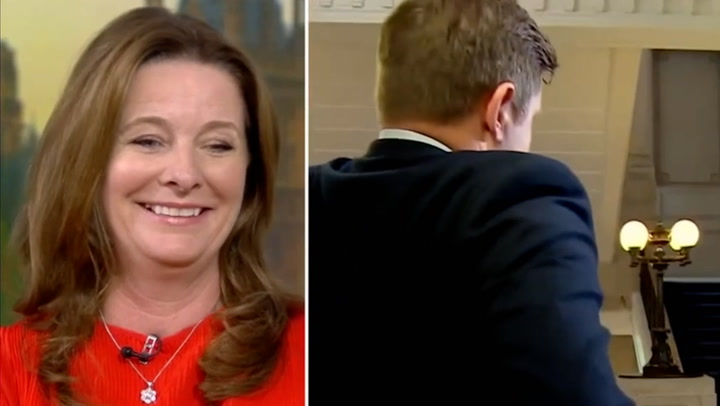 Education secretary laughs as she awkwardly re-watches clip of sweary outburst