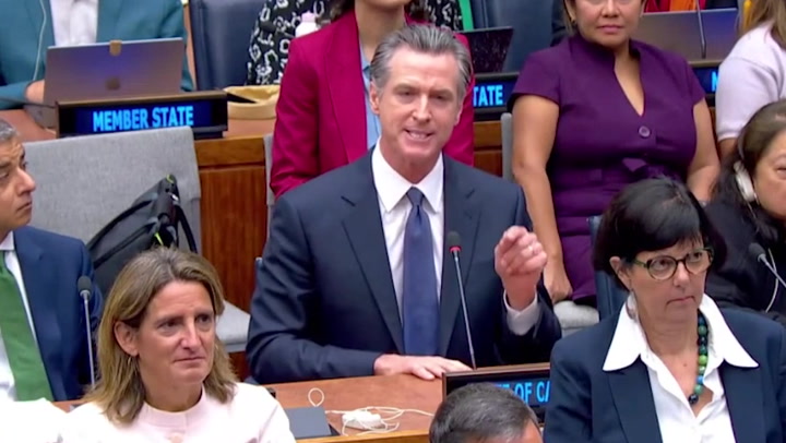 Gavin Newsom berates 'deceitful' oil industry to cheers from UNGA