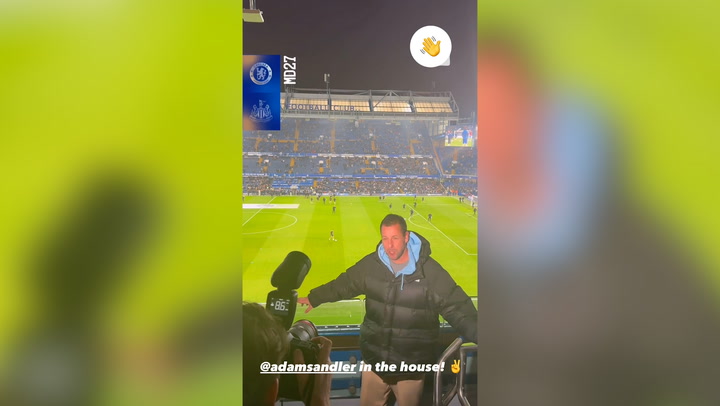 Adam Sandler cheers on Chelsea during win over Newcastle at Stamford Bridge