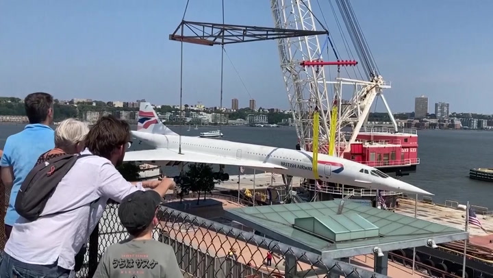 Concorde supersonic jet takes barge ride to Brooklyn for facelift