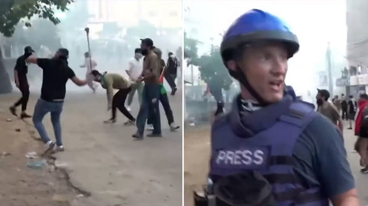 'The tear gas is overwhelming': Reporter caught up in violent anti-American Beirut protest