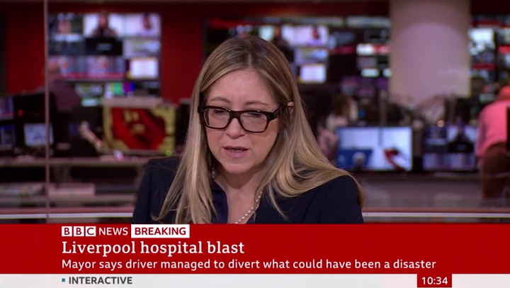 BBC reporter drowned out by hecklers at scene of Liverpool explosion 