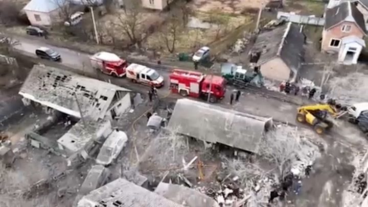 Ukraine: Aerial view shows aftermath of Russian missile strikes on Lviv Oblast