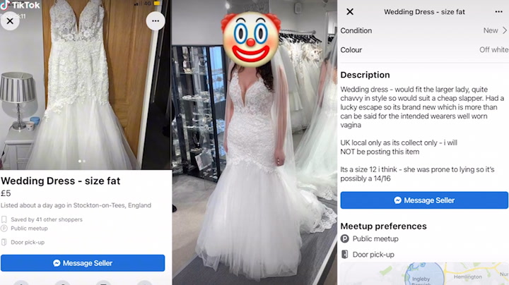 Scorned man puts ex-fiancée’s wedding dress up for sale for £5 in savage advert