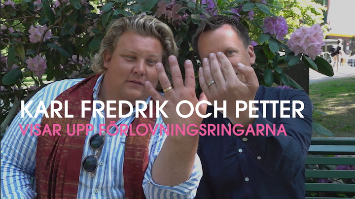 Karl Fredrik Gustafsson och Petter Kjellén visar upp förlovningsringarna – ovanliga detaljen