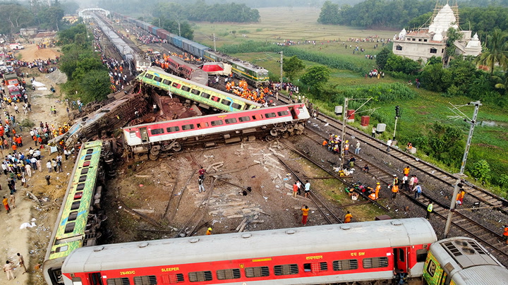 Aerial visuals over scene of Odisha train accident show extent of devastating damage