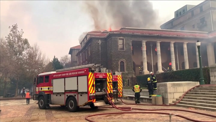 Table Mountain wildfire tears through Cape Town university library