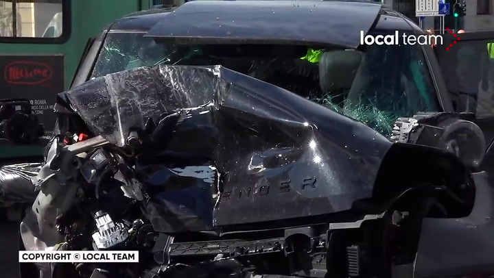 La camioneta de Ciro Immobile sufrió serios daños en el accidente de tránsito