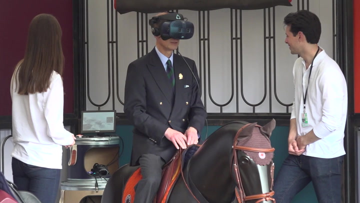 Duke of Edinburgh rides VR horse at the Royal Windsor Horse Show