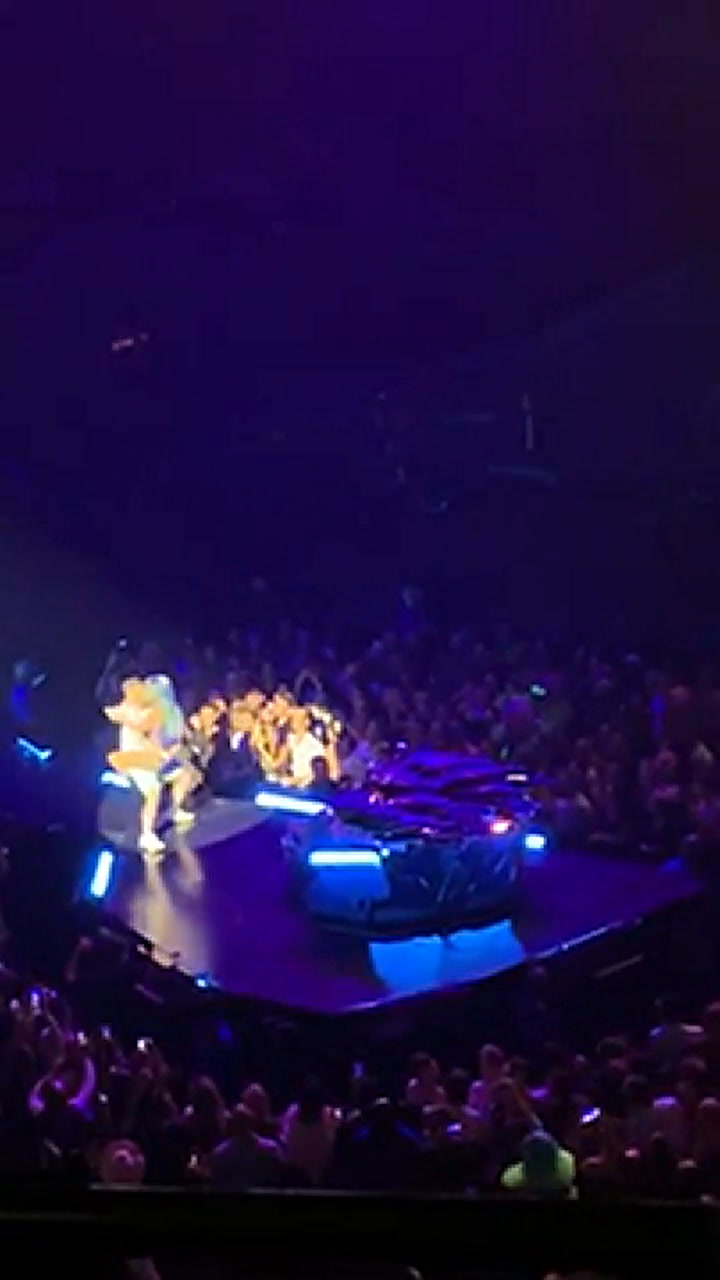 Lady Gaga se cae del escenario mientras un fan le hace upa - Fuente: YouTube