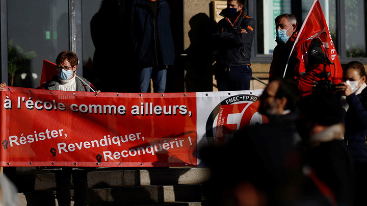 Watch live as teachers in France protest against Covid testing rules