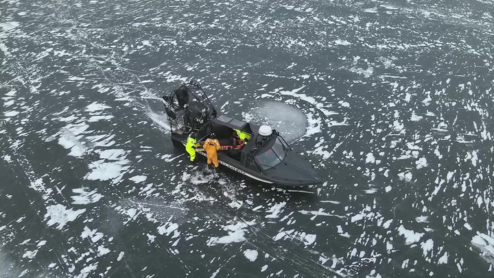 Man who fell through thin ice on Michigan's Little Bay de Noc rescued by airboat