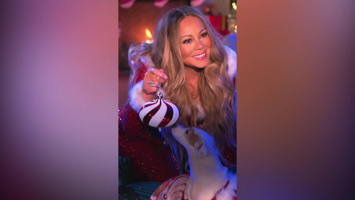 Mariah Carey celebrates end of Halloween and beginning of Christmas.mp4