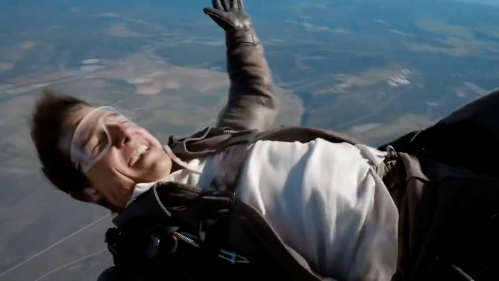 Tom Cruise jumps from helicopter to thank fans for Top Gun: Maverick’s success