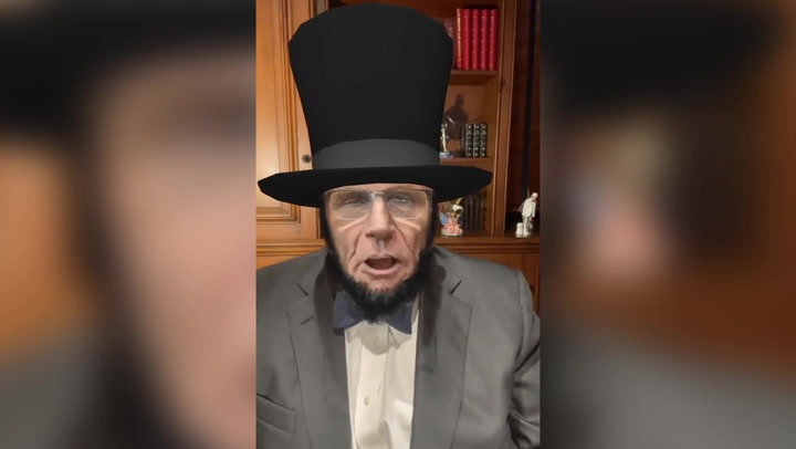 Rudy Giuliani dresses as Abraham Lincoln to urge Virginia voters not to pick Democrat