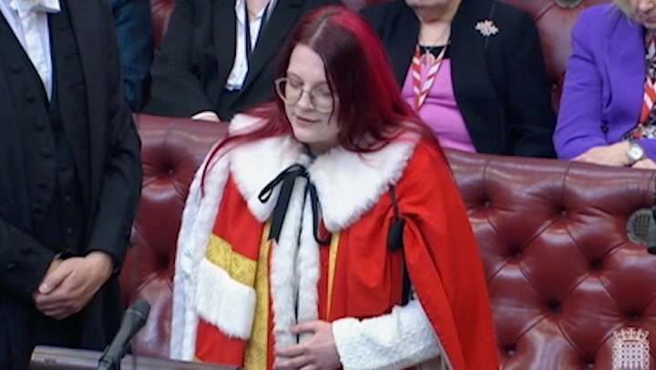 Moment youngest life peer takes seat in House of Lords at 28 years old