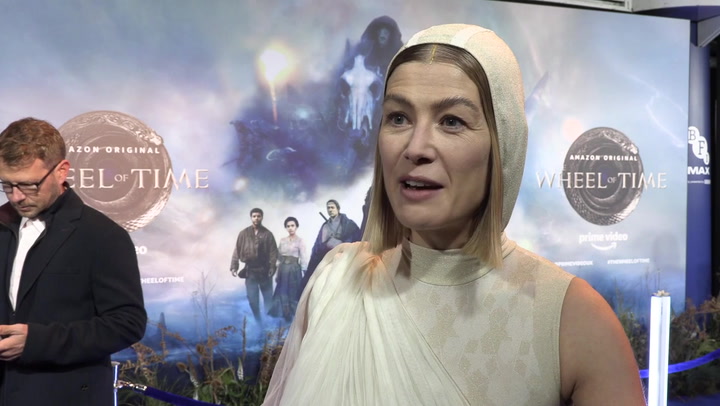 Rosamund Pike attends the premiere for Amazon's Wheel of Time