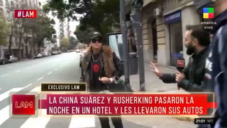 La China Suárez y Rusherking pasaron la noche en un hotel y la grúa les llevó el auto