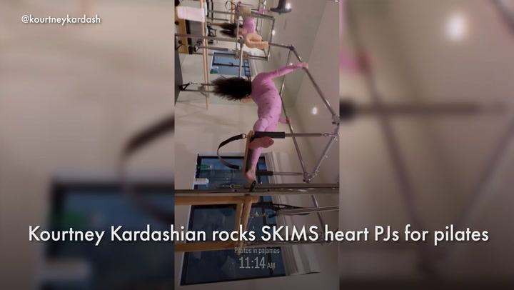 Kourtney Kardashian Does Pilates in Skims Pajamas: Photos