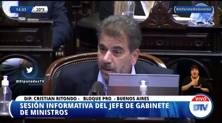 Las duras palabras del diputado Cristian Ritondo al jefe de Gabinete de la Nación Santiago Cafiero