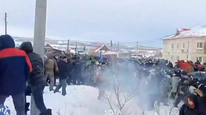 Hundreds protest and clash with police in Russia after activist sentenced to prison