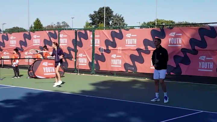 Kate Middleton plays tennis with US Open champion Emma Raducanu