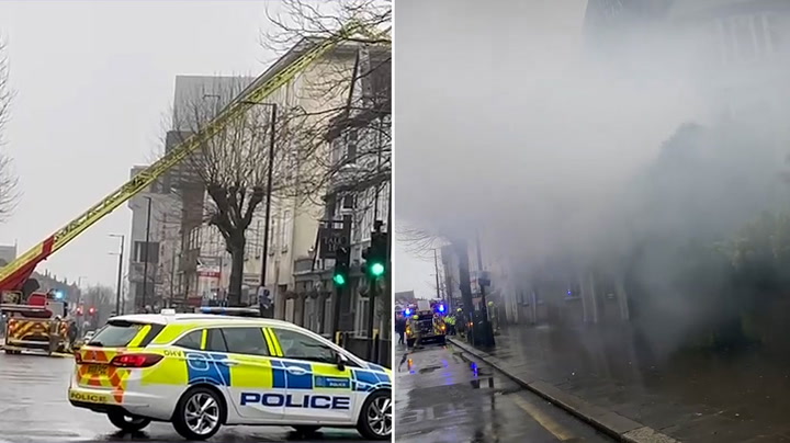Smoke fills air as fire breaks out at Tally Ho pub in north London