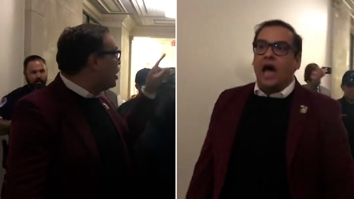 George Santos shouts 'human scum' at protester in Capitol