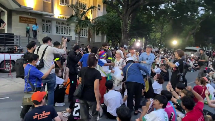 King-supporting grandmother mobbed at protest in Thailand