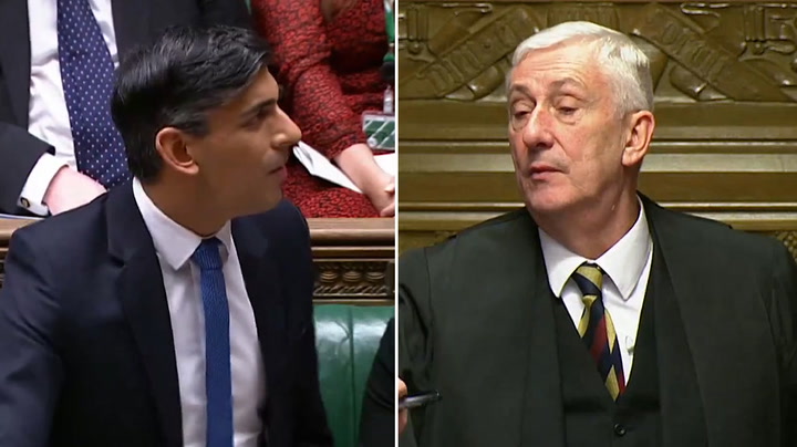 ‘When I stand up, you sit down’: House speaker warns Rishi Sunak during heated PMQs