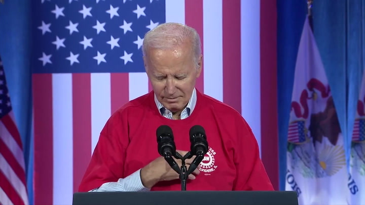 Biden makes sign of the cross after mentioning Trump