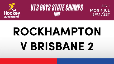 4 July - Hockey Qld U13 Boys State Champs - Day 2 - Rockhampton V Brisbane 2