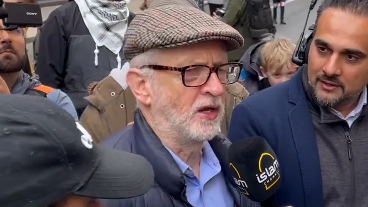 Jeremy Corbyn attends pro-Palestinian demonstration in London