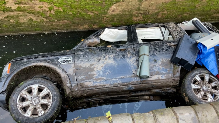 Land Rover found floating in West Midlands canal