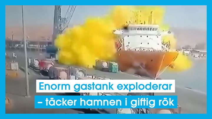 Enorm gastank exploderar – täcker hamnen i giftig rök