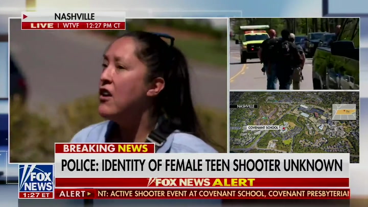 Woman makes impassioned gun control plea at scene of Nashville school shooting