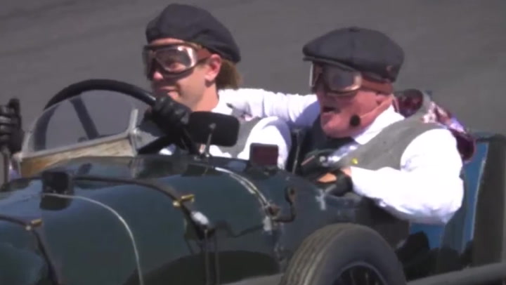 Sebastian Vettel pilots 100-year-old Aston Martin ahead of French GP