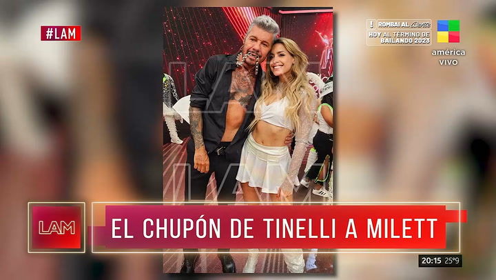 Filtraron el apasionado beso de Marcelo Tinelli y Milett en vivo