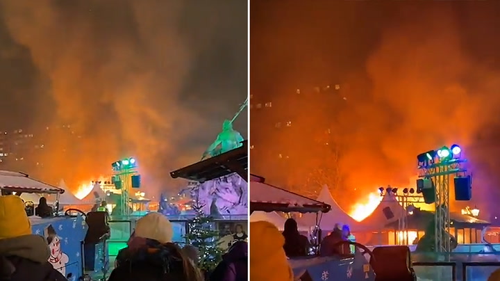 Huge fire breaks out at Berlin Christmas market as tourists evacuated