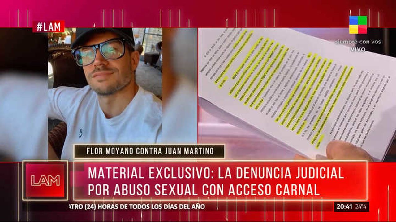 Se conocieron los hechos por los que Flor Moyano denunció por abuso sexual  con acceso carnal a Juan Martino - 02/02/2023 - Clarí