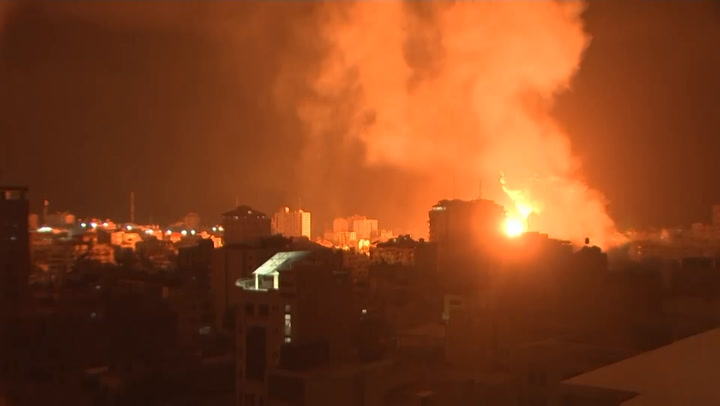 Series of explosions seen on Gaza skyline
