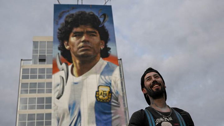 Artist creates 40-meter-high mural of football icon Diego Maradona