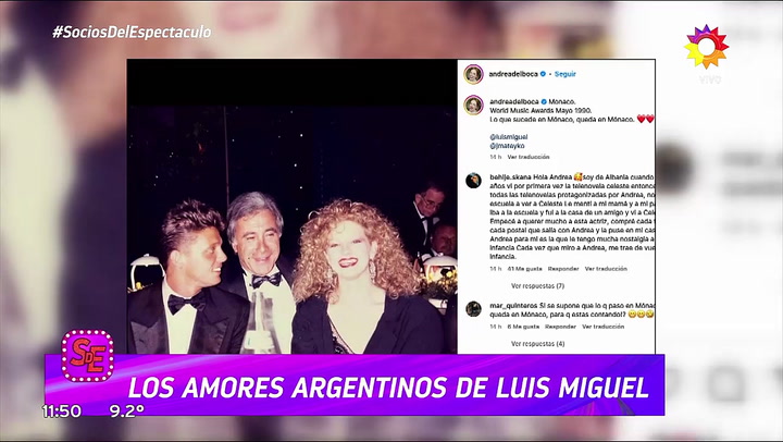 Andrea del Boca se refirió a su encuentro con Luis Miguel