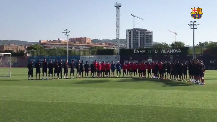 El homenaje del equipo de Barcelona luego del atentado terrorista