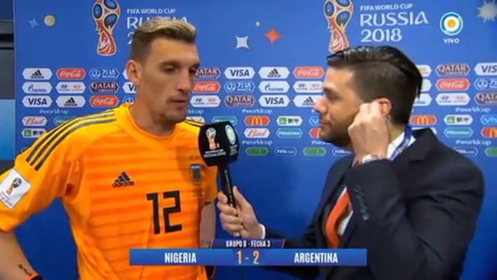 Armani, después del partido: 'Ahora empieza lo lindo del Mundial' - Fuente: Tv Pública